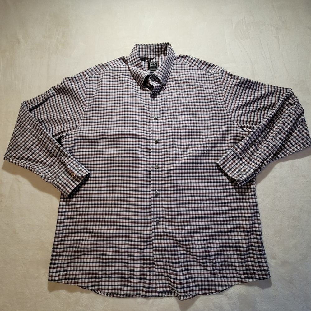 Jos. A. Bank Button Down Mens XL Multi Color Plaid Traveler Traditional Fit